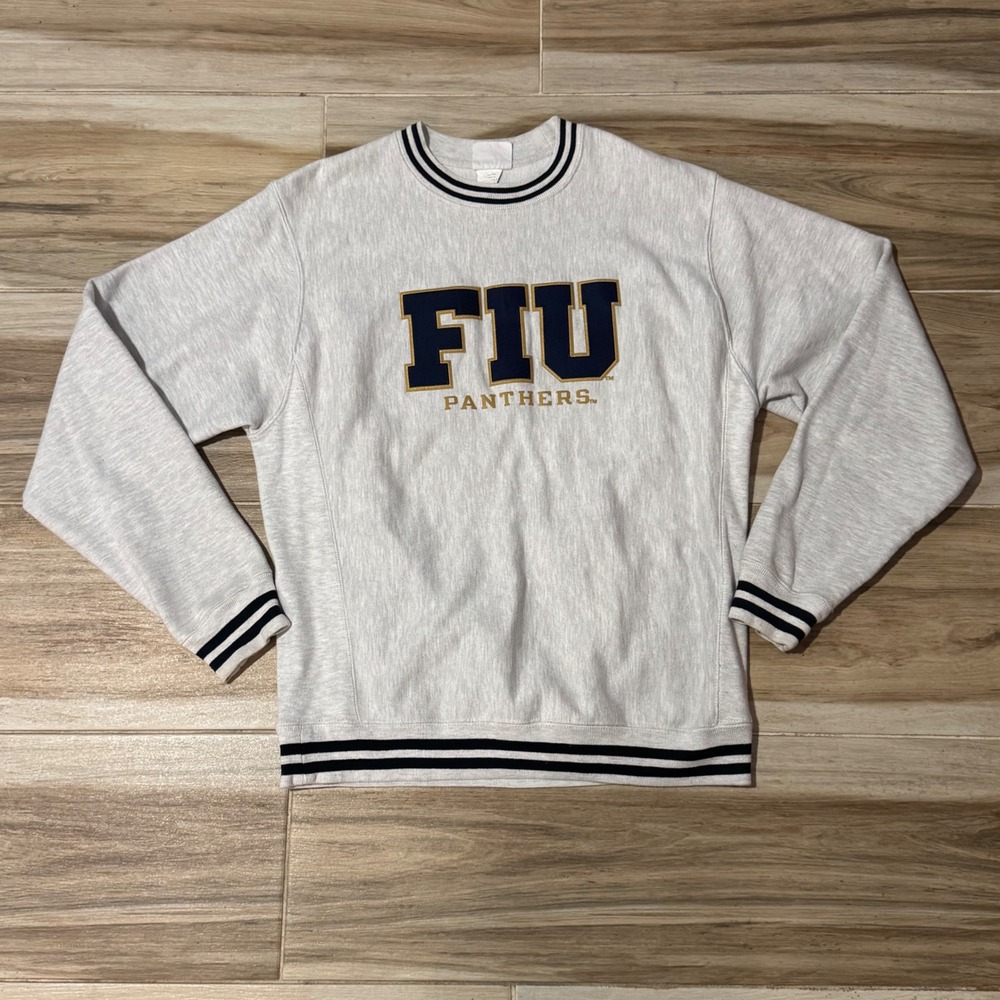 Champion Reverse Weave FIU Panthers Sweatshirt Grey Navy Medium CS3358 190